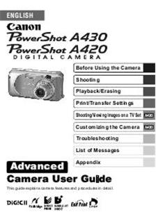 Canon PowerShot A430 manual. Camera Instructions.
